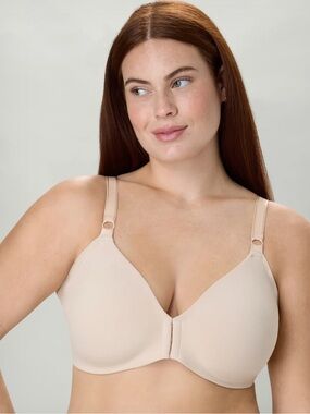 WonderBra Easyfit Wirefree Front Close Bra Nude Almond Size 40D NWT Lightweight